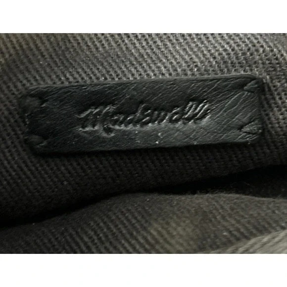 Madewell Black Tan Leather Zip Top Transit Tote Crossbody Top Handle Bag - Picture 7 of 10